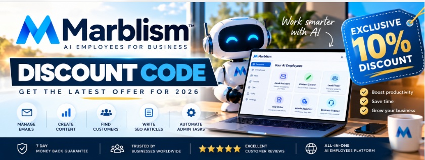 Marblism discount code 2026 – exclusive 10% discount on Marblism AI employees